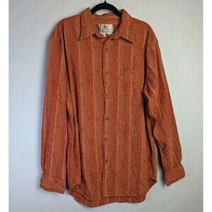 Territory Ahead Shirt Men's Large Long Sleeve Cotton Button Down Paisley Orange